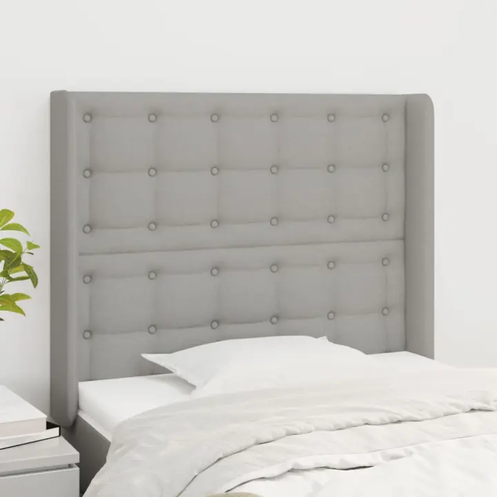 vidaXL Cabecero con orejas de tela gris claro 103x16x118/128 cm - 1