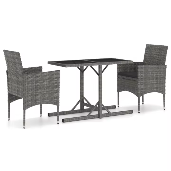 vidaXL Juego de comedor para jardín 3 piezas gris - 1