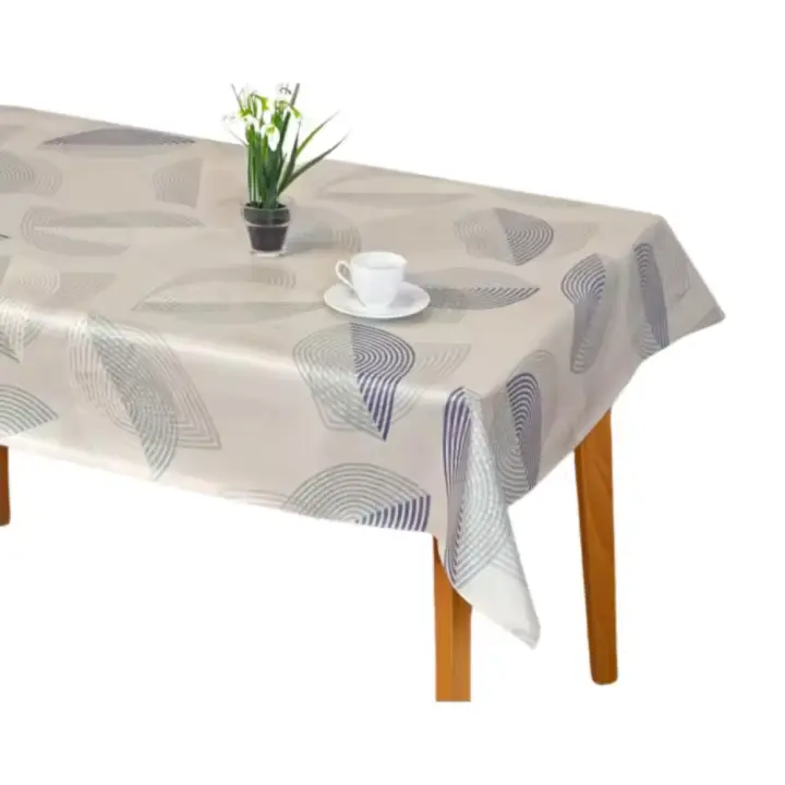 Hulehule Tex - Mantel de Hule 'Huletec' Azul y Beige Sobre Fondo Blanco - Antimanchas - 1
