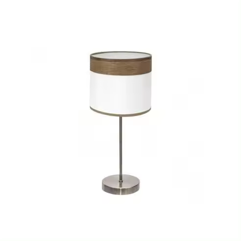 FABRILAMP Lámpara de Mesa Sobremesa Cloe 1xe14 Cuero/blanca-madera Oscura 42x18x18 Cm - Diseño Moderno - 1