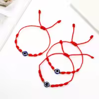 Pulsera De Ojo De Diablo Teñida De Rojo Con Hilo Trenzado 12pcs/set Accesorio Exótico Para Hombres Y Mujeres - details 3