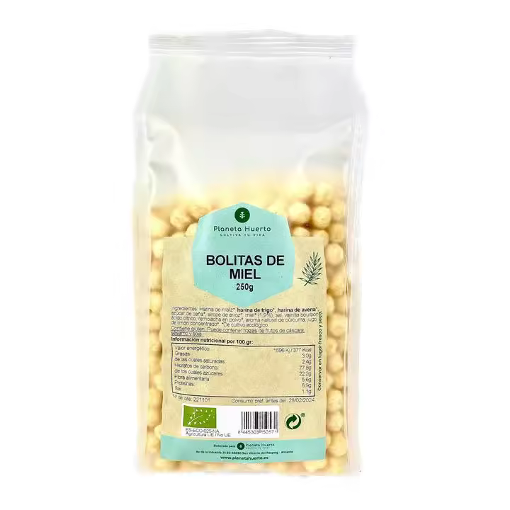 PLANETA HUERTO | Bolitas de miel ECO 250 g | Snack Natural y Ecológico, Energético y Delicioso para Niños y Adultos - 1