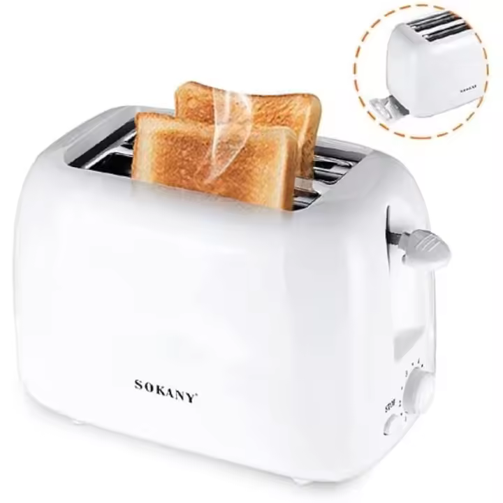 Tostadora 2 rebanadas de pan, horno sándwich de 700W 2 ranuras, tostadora de 6 engranajes, sándwich de desayuno, máquina de seguridad de calentamiento rápido, Sokany - 1