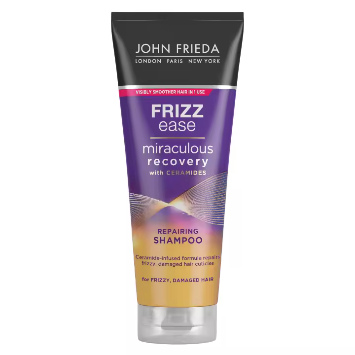 JOHN FRIEDA - Champú Miraculous Recovery 250 ml, Champú Reparador, Hidratante y Fortalecedor Para Pelo Dañado y Seco, Fórmula Enriquecida, Antiencrespamiento, Limpia y Repara - 1