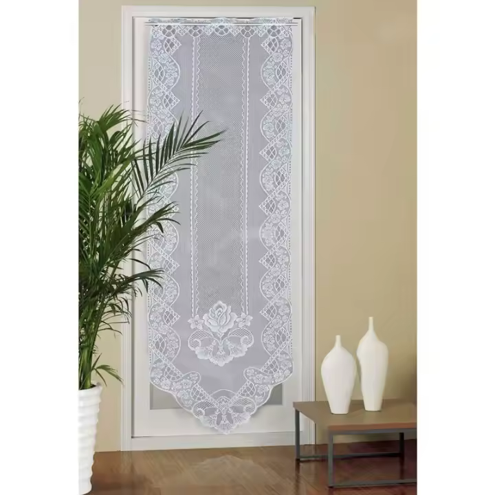 Cortina de encaje para puerta, cortinas de gasa semitransparentes para ventana de 60cm x 180cm, cortina bordada para decoración de la sala de estar del hogar - 1