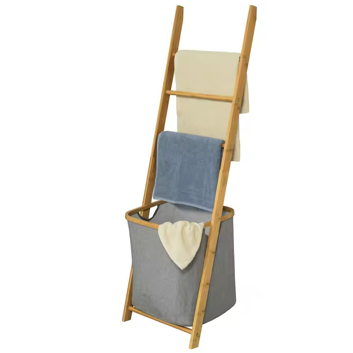 SoBuy® Estantería de baño con Cesta para Ropa y Tres toalleros,H140 cm,FRG263-N,ES - 1