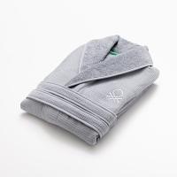 UNITED COLORS OF BENETTON Albornoz de Algodón 400GSM Gris / Azul oscuro - Suavidad y Durabilidad - Certificados OEKO-TEX y BCI - details 3