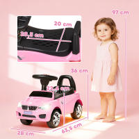 HOMCOM Coche Correpasillos para Niños de 18-36 Meses Andador Correpasillos con Faros Música Bocina Volante Espacio de Almacenaje y Asa para Empujar 63,5x28x36 cm Rosa - details 2