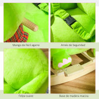 HOMCOM 2 en 1 Caballito Balancín Bebé +18 Meses Balancín Peluche Madera con Ruedas para Rodar Sonido Cinturón de Seguridad Mecedora Balancín 60x32x52cm - details 3