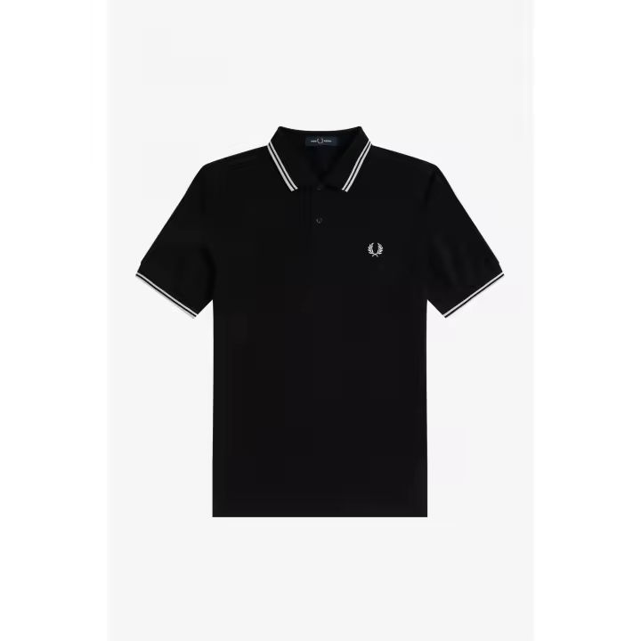 Fred Perry Slim Fit Twin Tipped Polo Black White White - 1