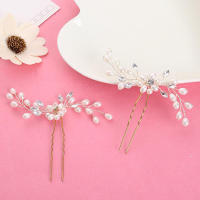 Pins De Cabello De Boda Con Cristales Y Perlas Accesorios De Cabello Para Novia U-Shaped Adornos De Cabello De Bridesmaid Joyería Para El Cabello - details 3