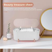Soporte dispensador de almohadillas de Algodón, almacenamiento de almohadillas de Algodón con 3 compartimientos, dispensador de hisopos de Algodón con Caja de almacenamiento con tapa para tocador, juego Organizador de maquillaje - details 1