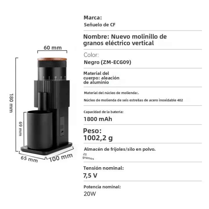Molino De Café Portátil CF WISDOM Capacidad De 25g Acero Inoxidable 402 Burro De Seis Estrellas Ajustable Para Café Picado Mocha Y Café En Vaso - 1