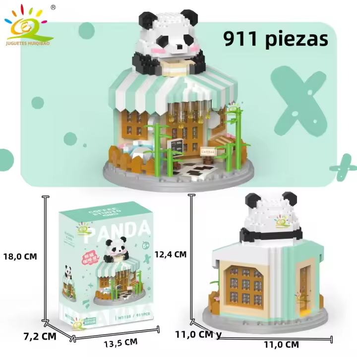 Mini Bloques De Construcción HUIQIBAO Moc Panda Vistas De La Ciudad Modelo De Café Para Decoración De Hogar Y Regalo Para Adultos - 1