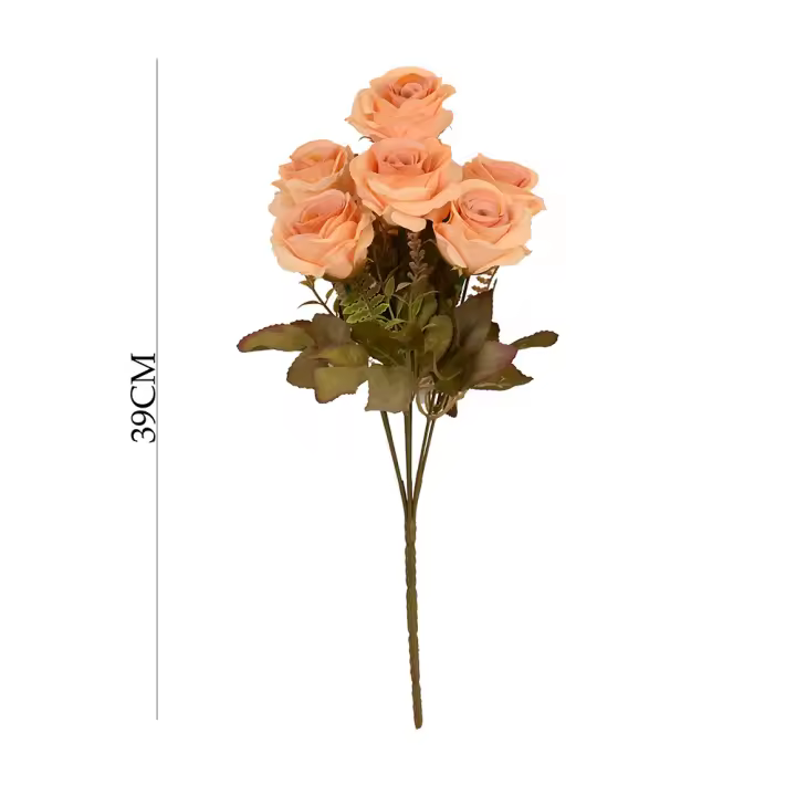 Poenia Arte Floral - Flor de Rosa Artificial 7 Cabezas 39cm - REF 8435588800285 - Pack de 3 - Flores Artificiales - 1