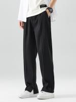 Nuevos Pantalones Casuales Para Hombre Verano 2023 Poliéster Transpirable Moda Coreana Cintura Semi-Ancha Pierna Recta Suelta - details 18