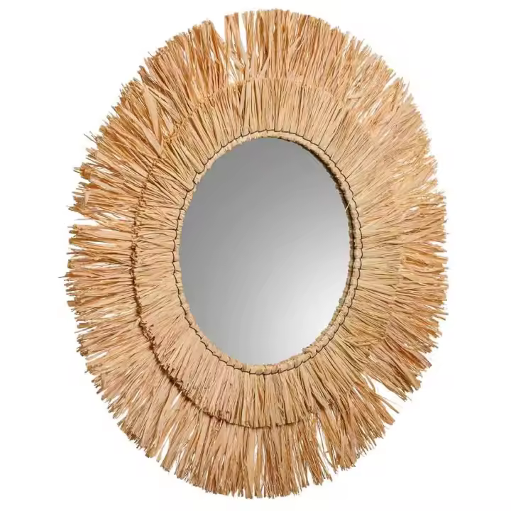 WANDERLUST DECO Espejo redondo de fibra natural marrón d57/27.5x02h cm de estilo Bambú - 1