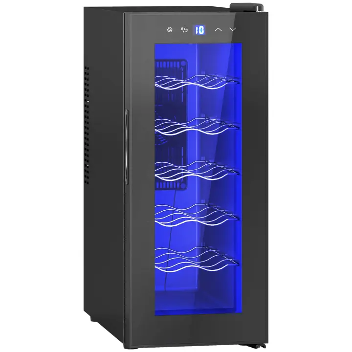 Nevera para 12 Wine Botellas 30L 8-18 °C Doble Temperatura Eléctrica para Botellas with Puerta de Cristal, Nevera para Bebidas with Luces LED, Nevera Compacta para with Pantalla Tácthil - 1