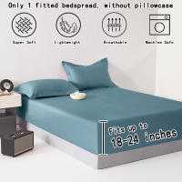 Sábana De Algodón 100% Ultra Profunda Para Cama Matрас De 45-60cm Color Azul Denim Mate Sábana Transpirable Y Suave Para Dormitorio - details 4