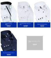 Camisa De Encaje Para Hombre Talla Grande Moda Casual Negra Roja Azul Marfil Estilo Ingles Slim Fit Con Rayas Para Trabajo Y Social - details 7