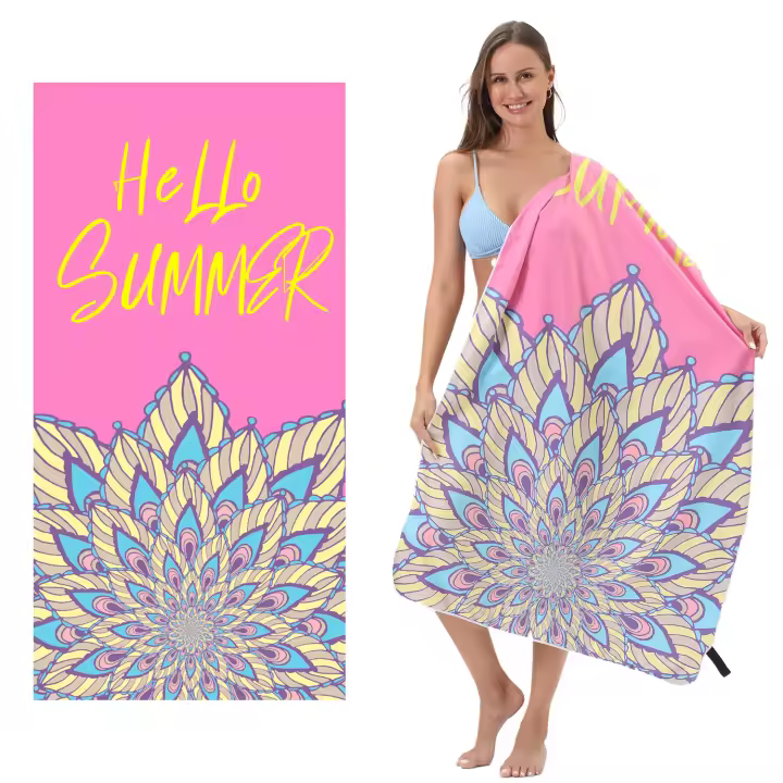 Toalla deportiva de yoga de terciopelo de doble cara de secado rápido, toalla de baño estampada de microfibra, toalla de playa portátil absorbente para fitness - 1