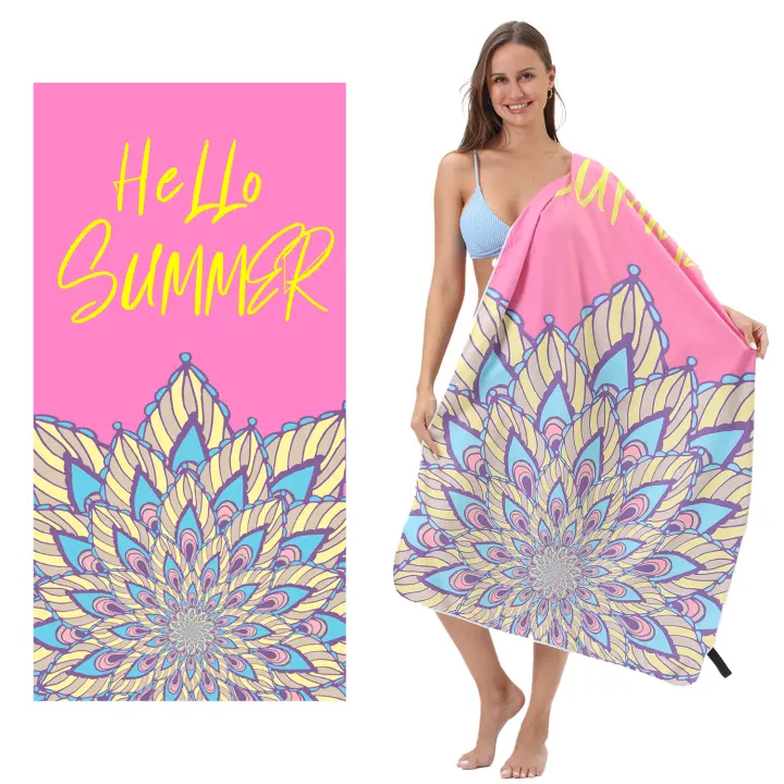 Toalla deportiva de yoga de terciopelo de doble cara de secado rápido, toalla de baño estampada de microfibra, toalla de playa portátil absorbente para fitness - 1