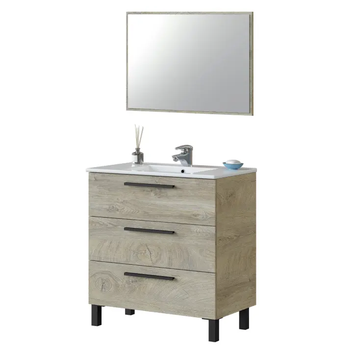 Duehome - Mueble de baño Athena 80 3 cajones + espejo - 1