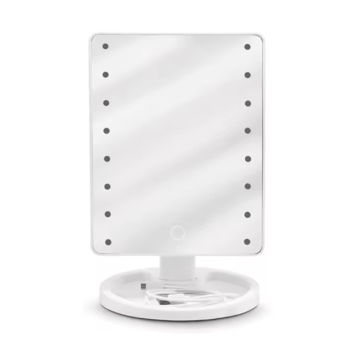 Espejo de maquillaje de sobremesa USB iluminado por LED con LED - 1