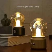 Lámpara De Mesa Recargable Retro Estilo Nocturno Luz Ambiental Decorativa Bombilla De Luz Cálida Para Barra Material De Vidrio - details 0