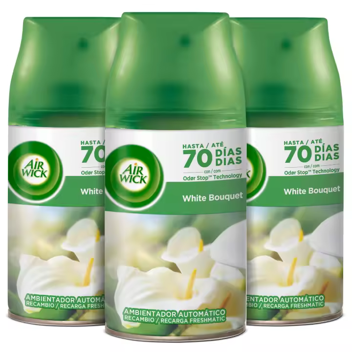Air Wick Ambientador Freshmatic Aroma Flores Blancas Pack 3 recambios - 1