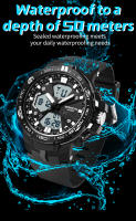 Reloj Deportivo Para Hombre SANDA Marca Popular Dual Pantalla Electrónica Multifuncional Impermeable LED Con Alarmas Y Cronógrafo - details 9