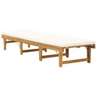 vidaXL Tumbona plegable con cojín madera maciza de acacia Blanco crema, Gris oscuro, Sillas de Exterior Ideal para jardín, playa, piscina, terraza Tumbona Piscina Tumbonas Playa Tumbonas Jardín Exterior - details 1