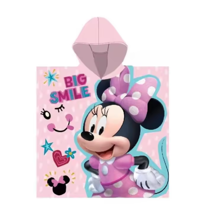 Kids Licensing Poncho Toalla Playa o Piscina Microfibra Minnie Mouse Toalla Poncho de baño Con Capucha Infantil Actividades Acuaticas Regalos para Niños y Niñas Poncho para Bebes - 1