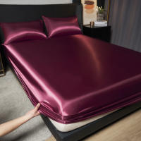 Sábana De Seda Helada De Color Sólido Talla Twin Full Queen Con Banda Elástica Natural Sin Funda De Almohada Material Poliéster 300TC - details 2