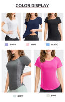 Top De Yoga Para Mujer Transpirable Quick Dry Manga Corta Deporte Fitness Running Camiseta De Gimnasio Ropa Deportiva - details 6