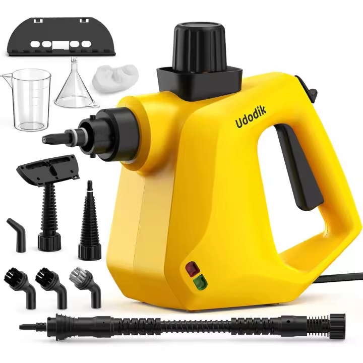 Handheld Steam Cleaner for home,Steamer for Cleaning,Multipurpose Portable Steam Cleaners Use with Safety Lock and 10 Accessory Kit to Remove Grime,Grease,and More,Cloths & Pads - 1