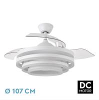 FABRILAMP PREMIUM  Ventilador 72w Dc Kai Blanco 3 Aspas Transp. 6 Vel. 3 Colores 43/58x50/107 C/remoto,memoria Y temp. 6120lm. Incluye mando a distancia y dos tijas de 10 y 25 centímetro Productos originales calidad de confianza - details 1