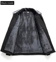 Chaqueta De Poliéster Impermeable Para Hombres Con Capucha Casual De Invierno Cuello Erguido Manga Larga Abrigo Acolchado Windbreaker Outerwear - details 11