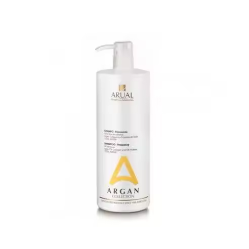 Arual Champú Argán Frecuencia 1000ml - Fortalece, Hidrata y Aporta Brillo Natural con Proteínas de Seda y Aceite de Argán - 1