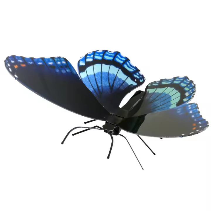 MARIPOSA DE LA TIERRA DE METAL MARIPOSA PÚRPURA SPOTTED ROJO KIT MODELO 3D - 1