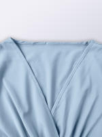 Vestido Largo Elegante Para Mujer Con Cuello En V Manga Larga Pleated Maxi Con Cinturón Estilo Casual De Pierna Larga - details 60