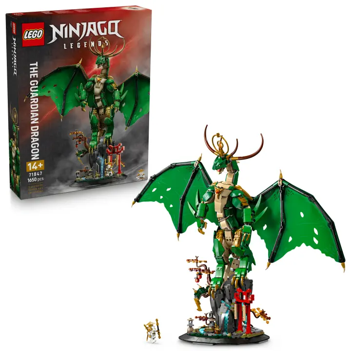 [PREVENTA] LEGO® NINJAGO® Dragón Guardián Kit de Construcción y Exposición con Minifigura del Maestro Wu, Maqueta Construible Orientada al Juego Imaginativo para Mayores de 14 Años 71847 - 1
