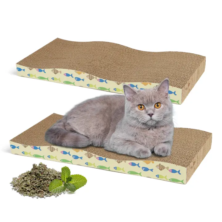 Nobleza - Rascador Gatos con Hierba Gatera Alfombrillas de Cartón Rascador, 2 Piezas Gato Carton con Catnip para Cama y Sofá - 1