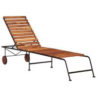 vidaXL Tumbona ajustable de madera maciza de acacia y patas de acero Sillas de Exterior Ideal para jardín, playa, piscina, terraza Tumbona Piscina Tumbonas Playa Tumbonas Jardín Exterior - details 1
