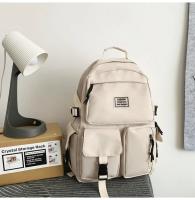Mochila multifuncional de nailon para estudiantes, mochila de gran capacidad con cremallera, de Color sólido, a la moda e informal, para viajes y escuela 1 - details 3