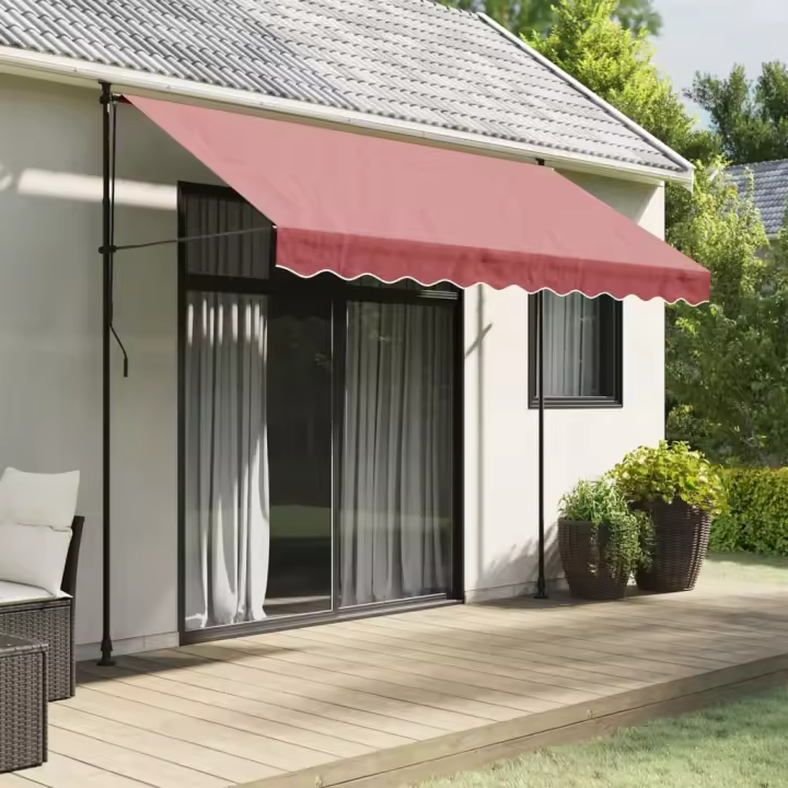 vidaXL Tela de cenefa de toldo de repuesto rayas burdeos 3 m - 1
