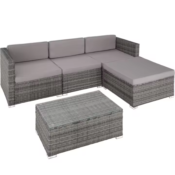 Tectake - Conjunto de ratán FLORENZ | Diseño elegante y atractivo | Cojines extraíbles y muy cómodos | Bastidor sólido de acero - 1