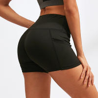 Pantalones cortos de Yoga de cintura alta para mujer, pantalones cortos ajustados de secado rápido elásticos para Fitness, pantalones cortos de longitud 3/4 con bolsillos, ropa deportiva - details 3