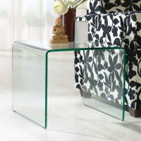 Mesa Auxiliar De Cristal Curvado - 60 x 60 cm - DECOLUNAHOME - details 1