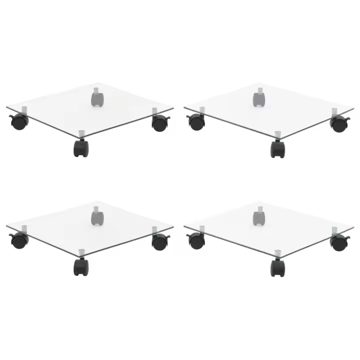 vidaXL Soportes ruedas plantas 4 uds cuadrado vidrio templado 35x35 cm - 1